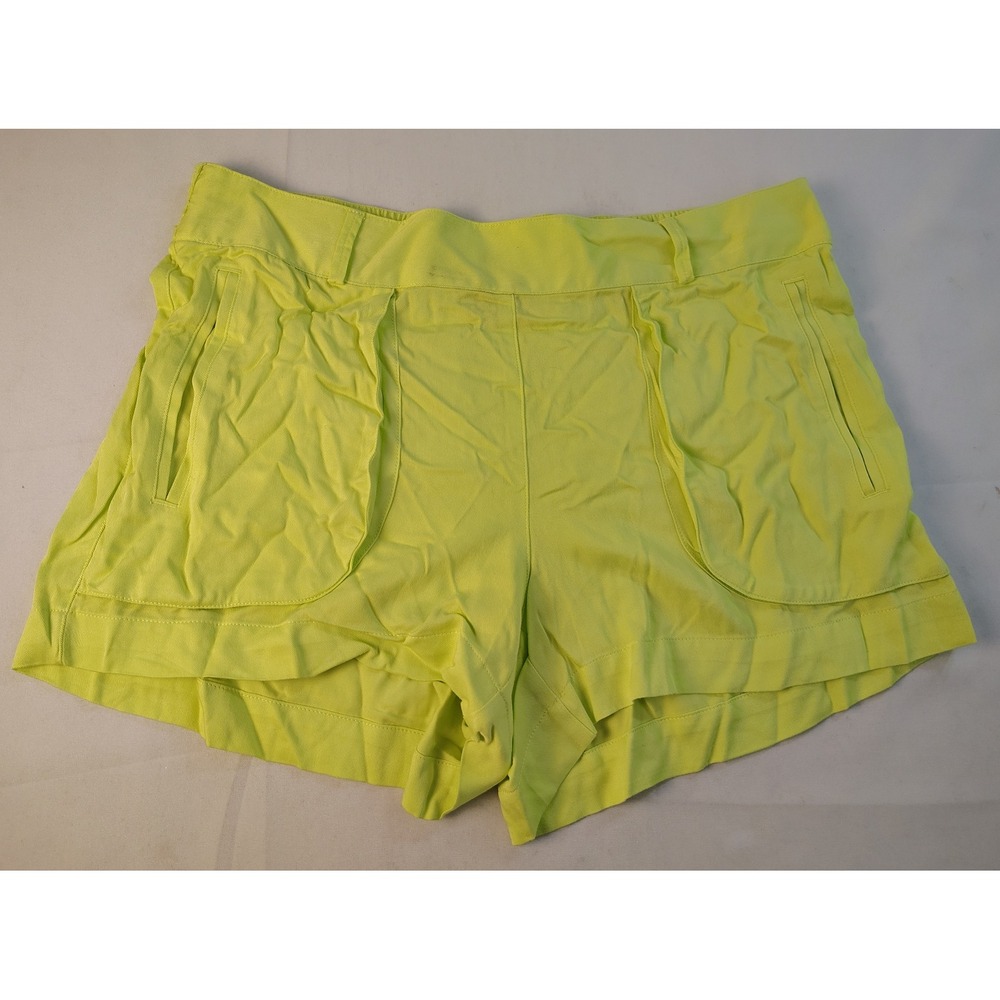ana A New Approach Women Neon Lime Green Utility Shorts Petite Medium PM Rayon